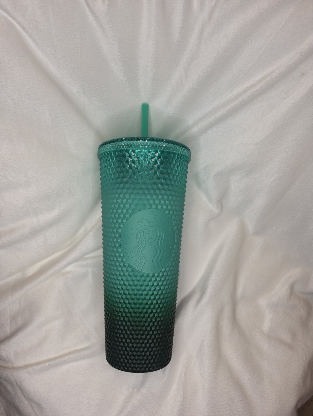 Starbucks Holiday 2022 GREEN TEAL Studded Gradient Ombre Bling Tumbler, 24oz